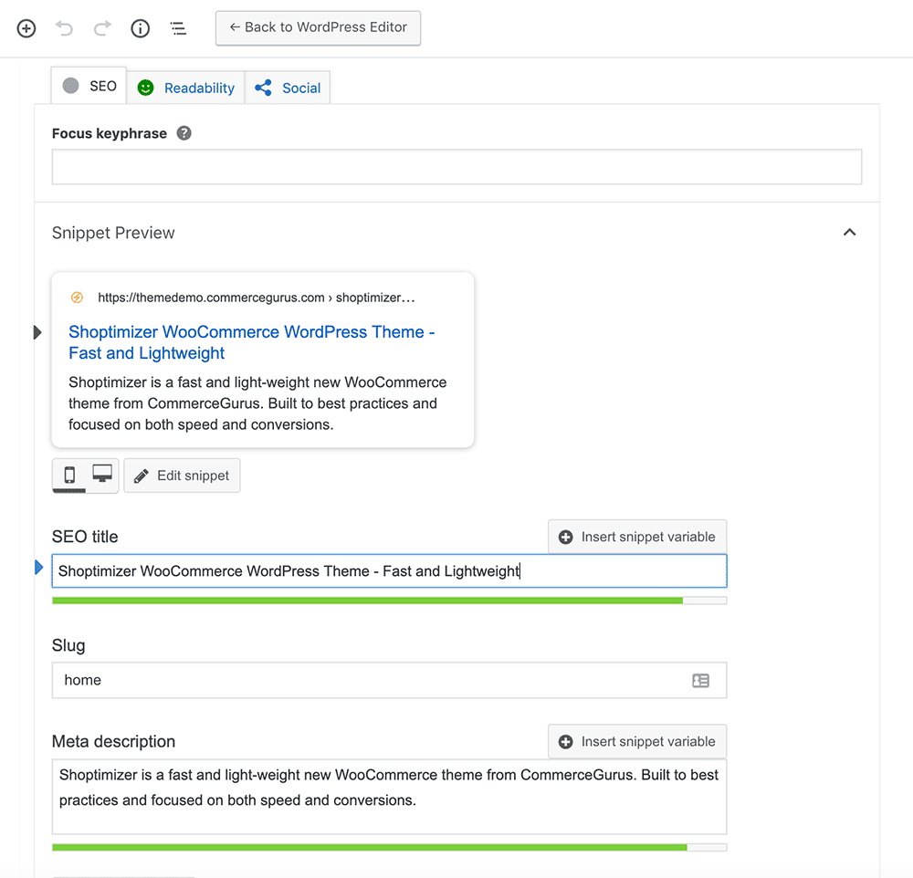 Editing a page title with Yoast SEO