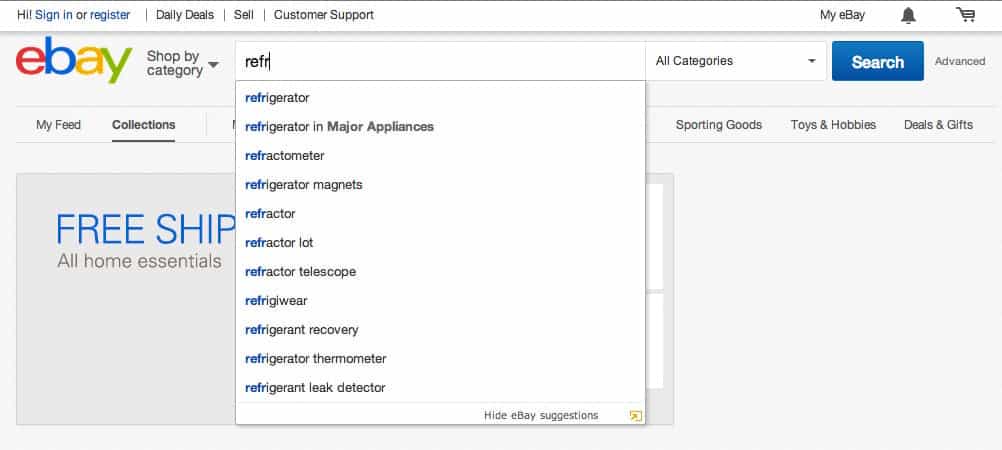 eBay's Search Tool