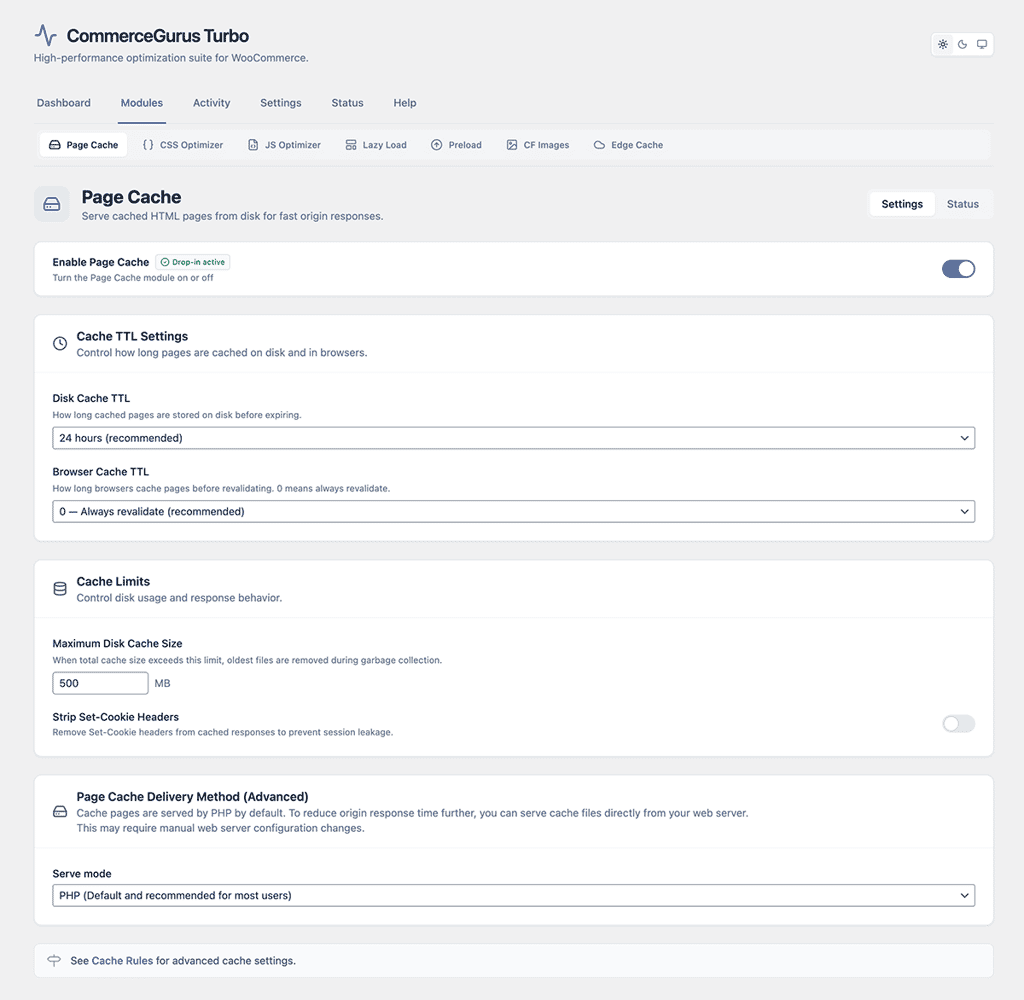CommerceGurus Turbo: Page Cache
