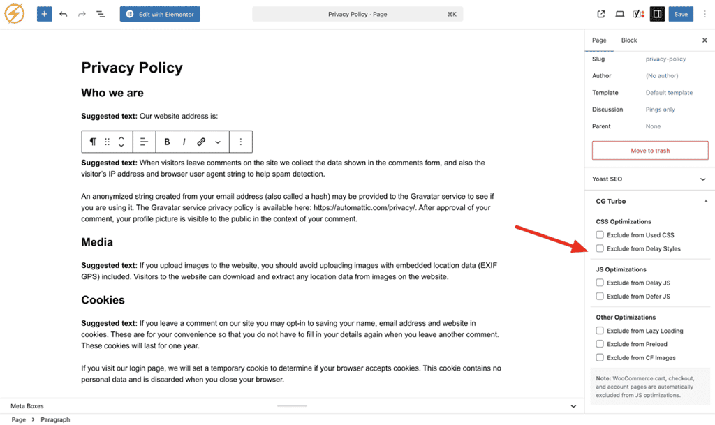 CommerceGurus Turbo Page Exclusions