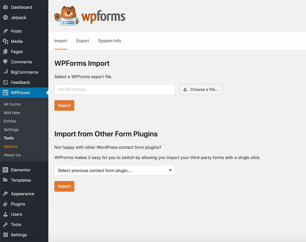 Import the demo forms