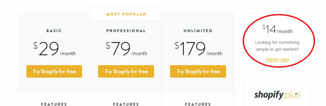 Shopify pricing