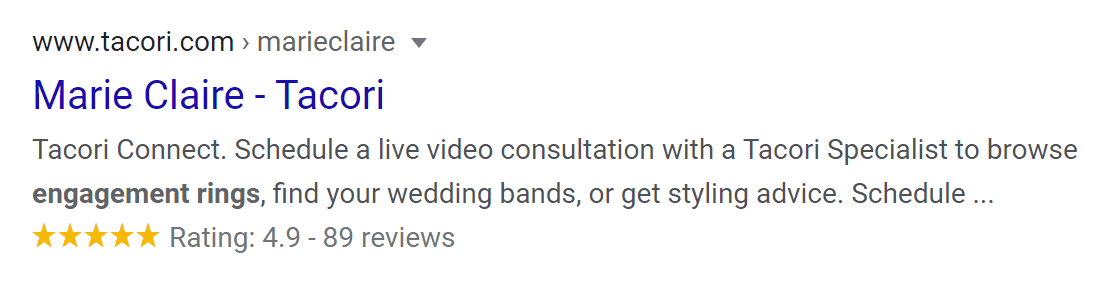 Rich snippets in Google SERPs