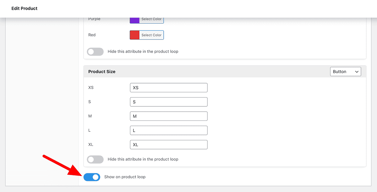 Show swatches on product loop