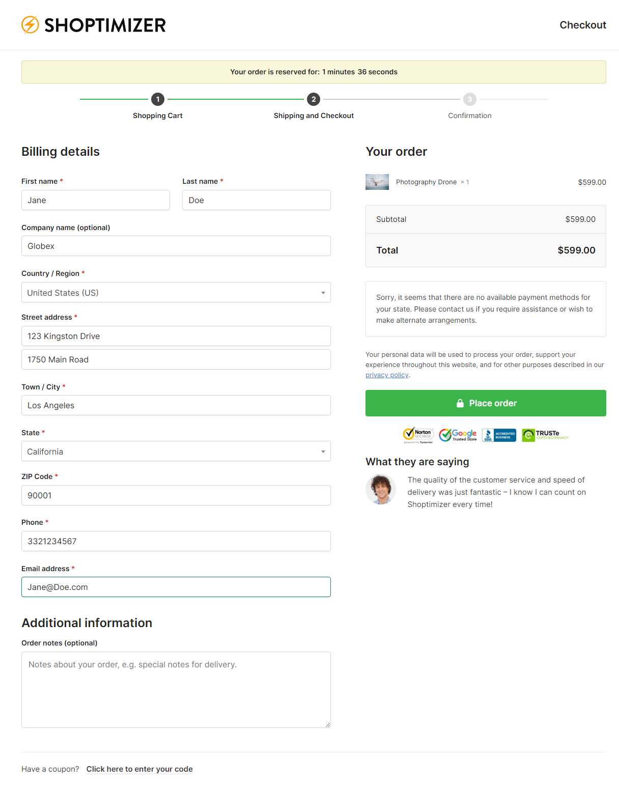 Multi-step checkout form