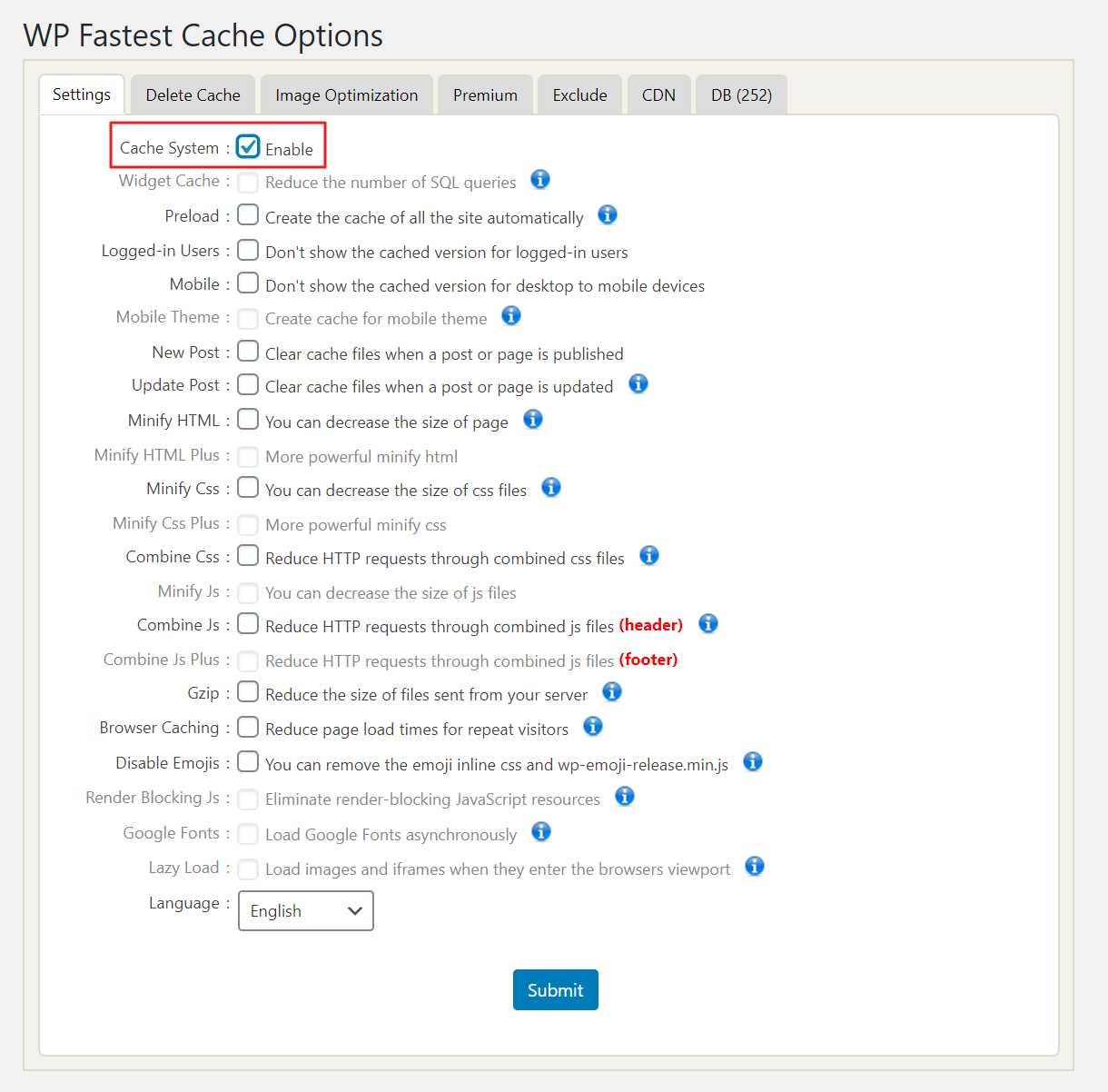 Enable caching