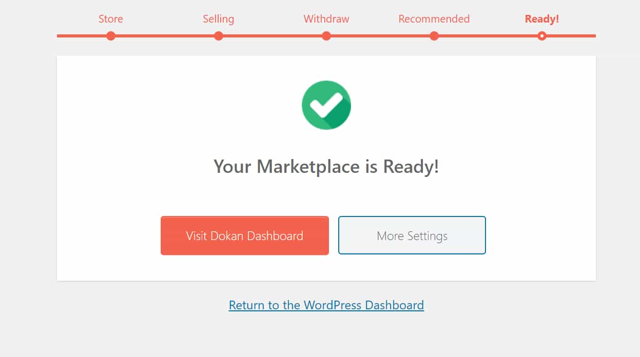 Dokan setup wizard