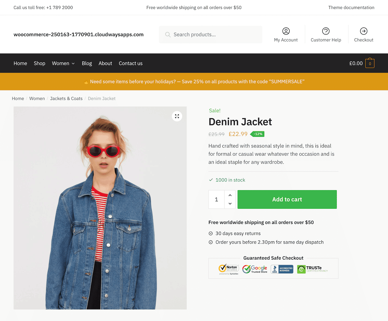 Shoptimizer single product page
