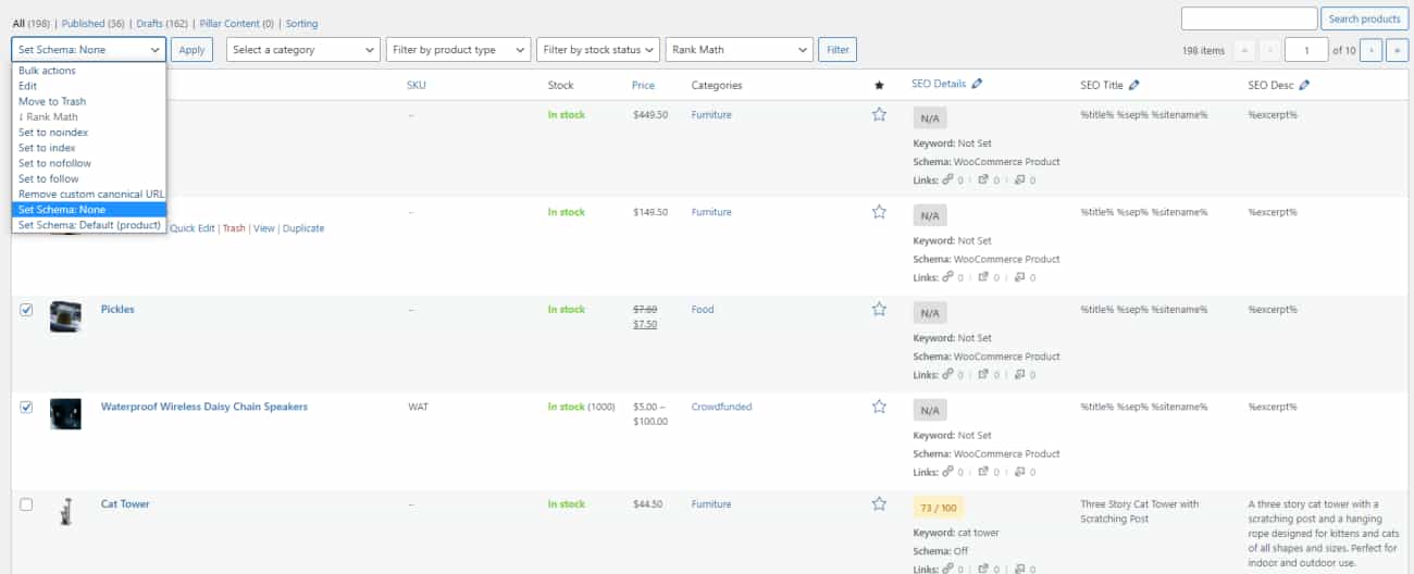 SEO options