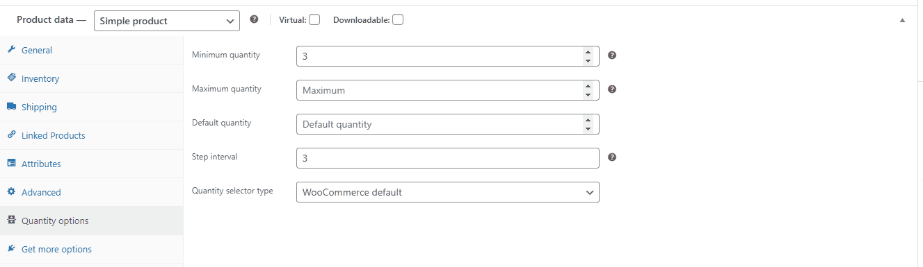 Minimum quantity with step intervals