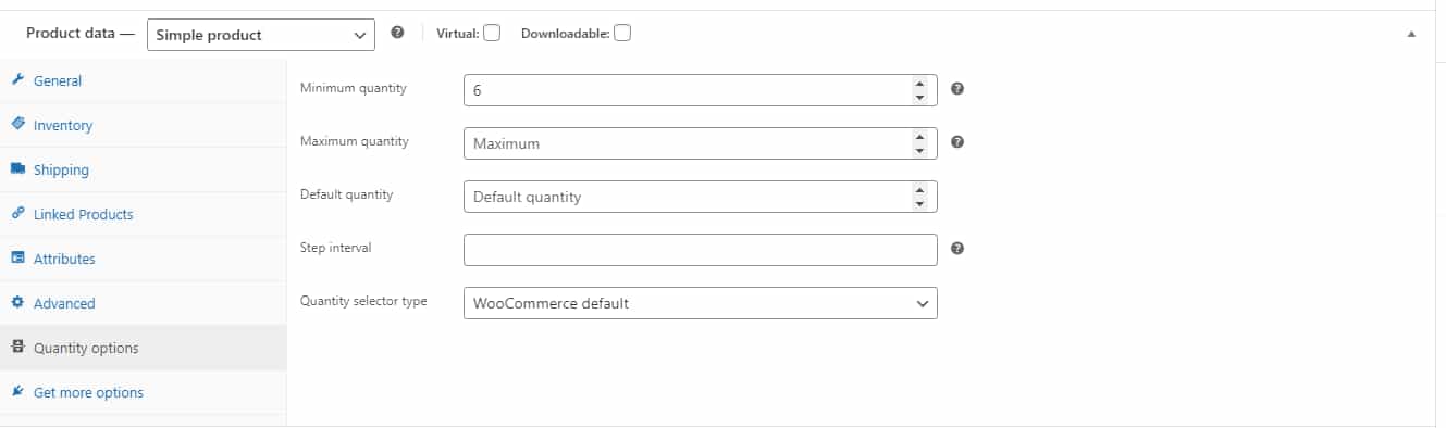 Minimum quantity field