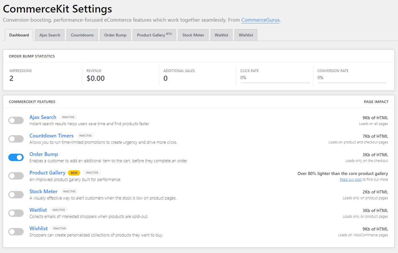 CommerceKit enable order bumps