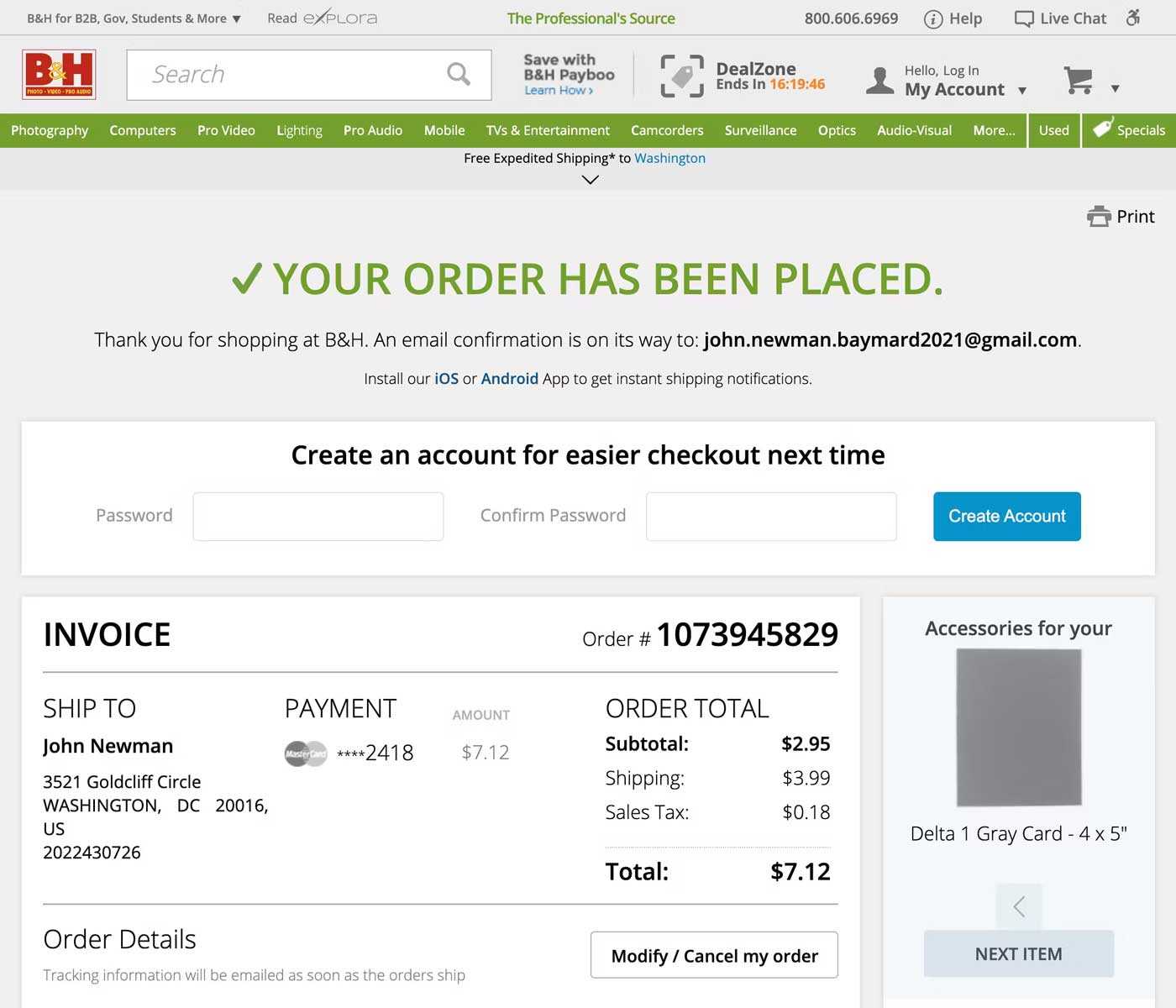 Post Purchase Page