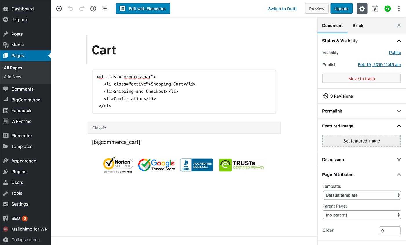 Adding a progress bar to the cart