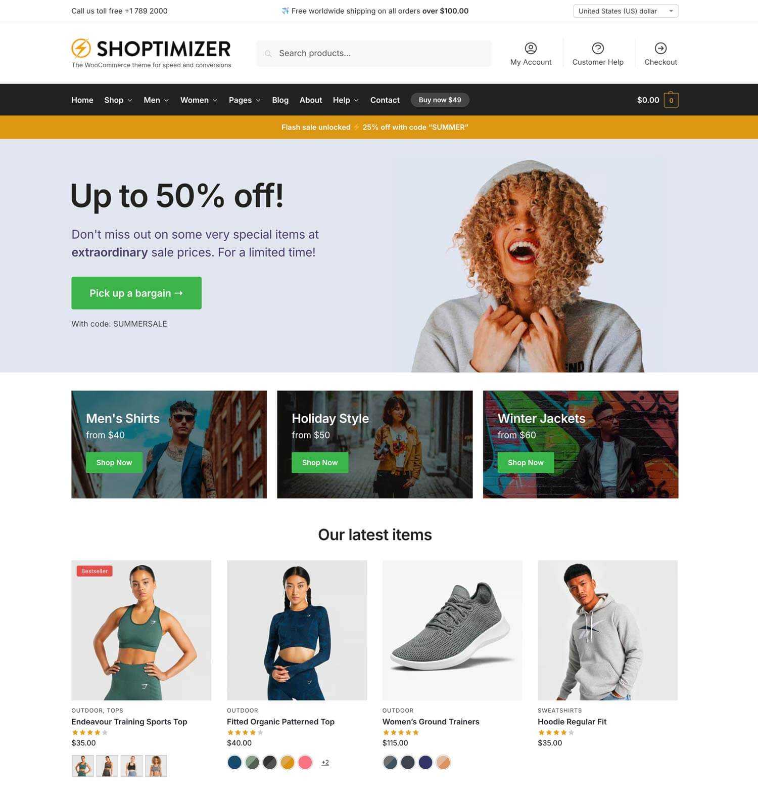 Shoptimizer WooCommerce Theme on Desktop