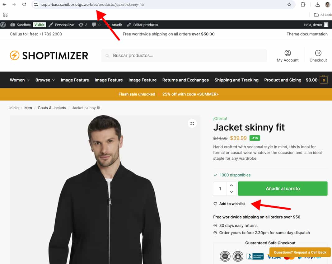 "Add to wishlist" in English