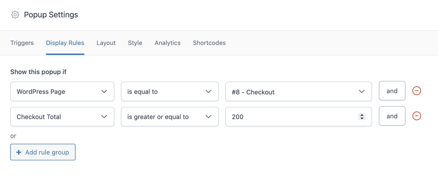 Checkout value greater than $200