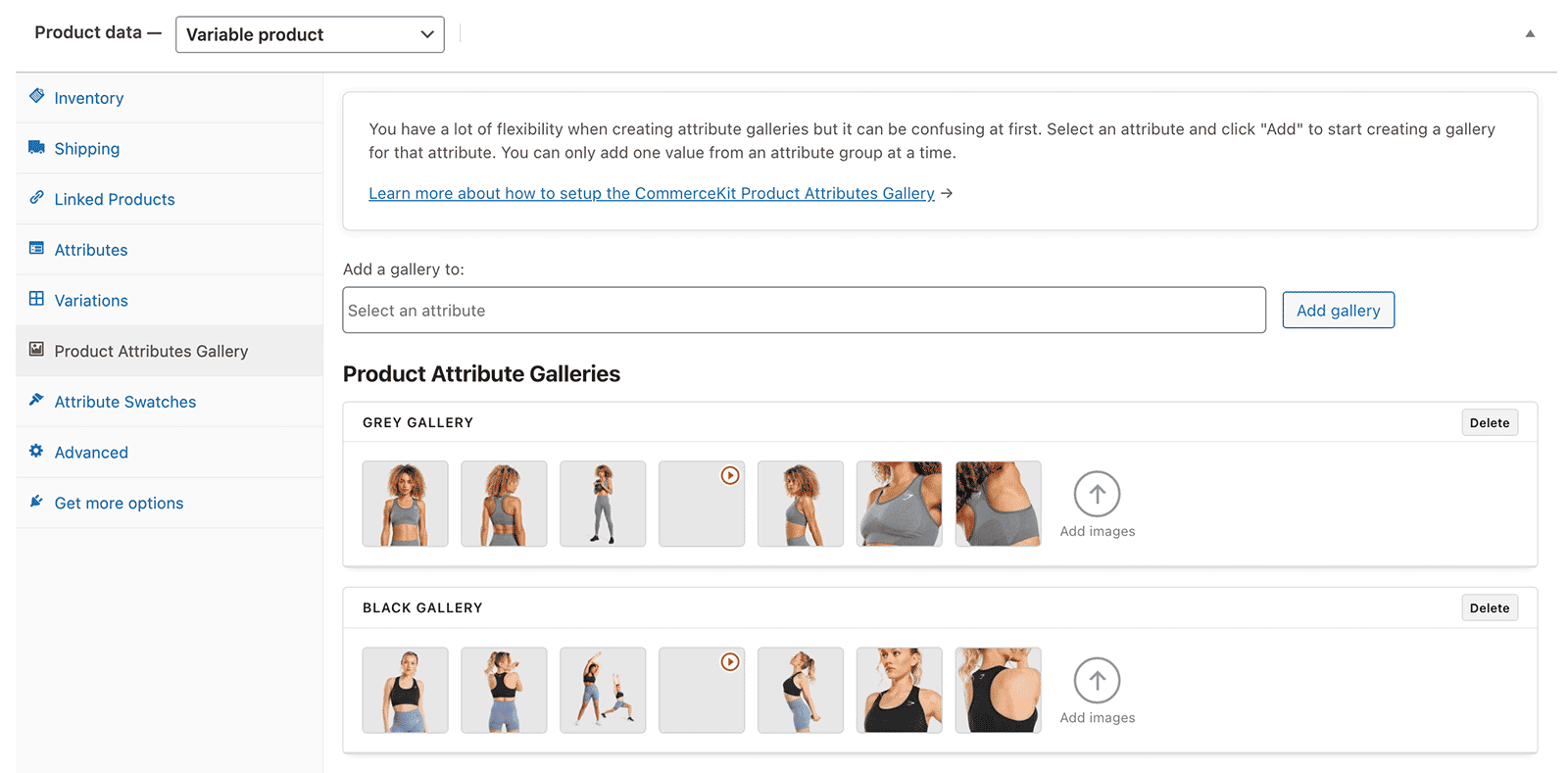 CommerceKit Product Attributes Gallery