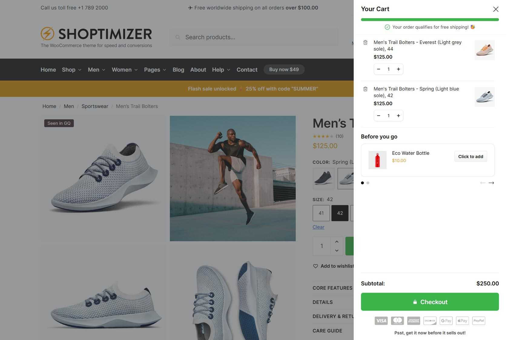 Example of an eCommerce cart drawer