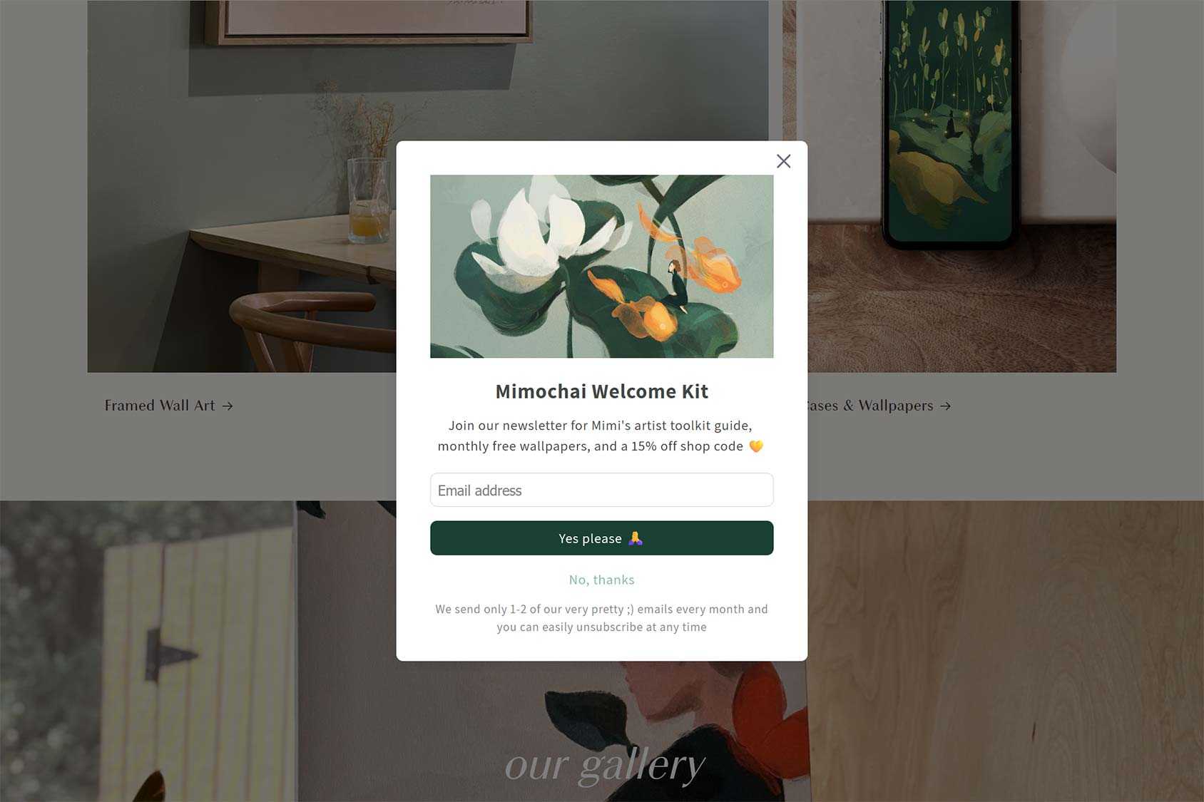 Popup Copywriting Example