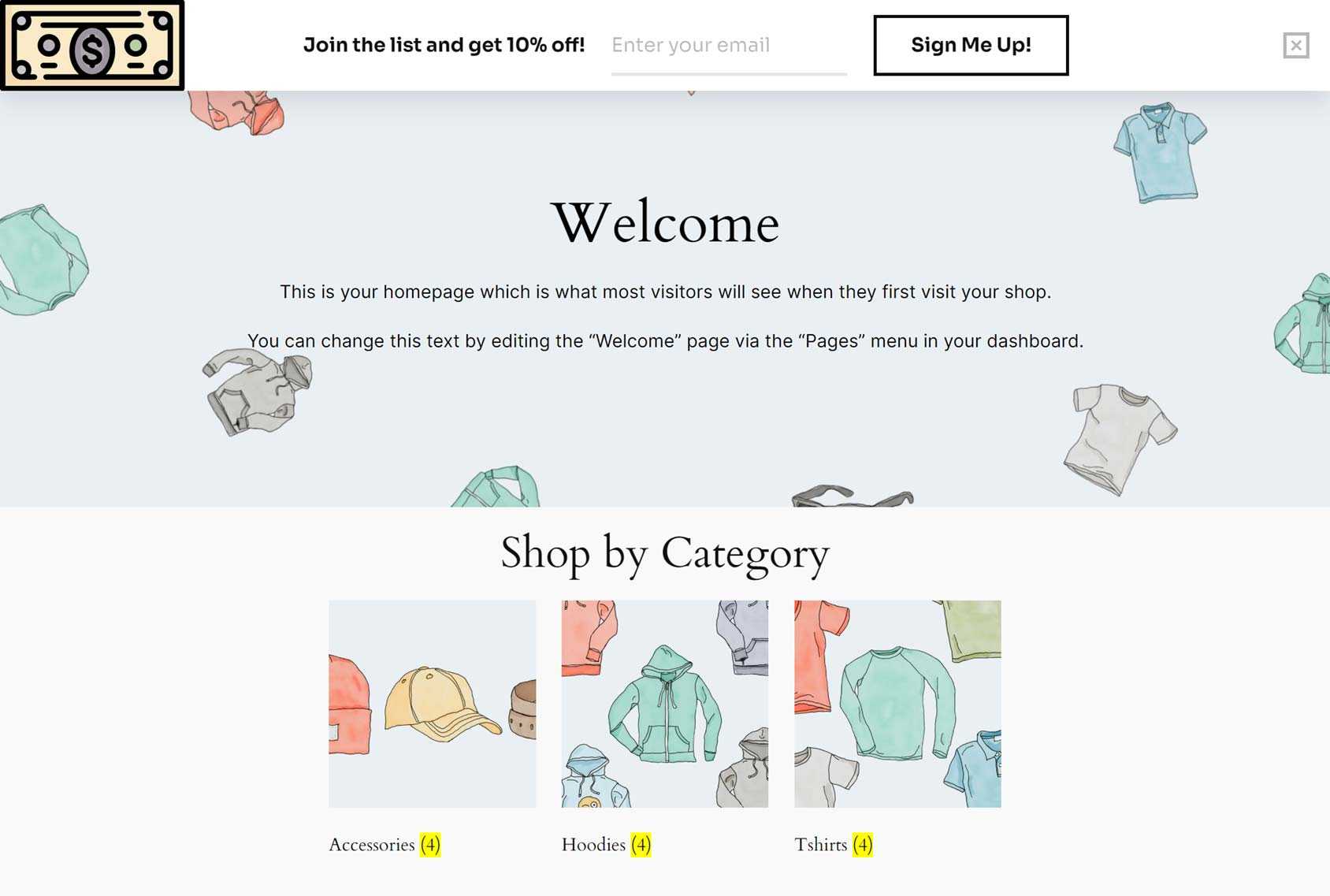 Popup Banner Bar Example
