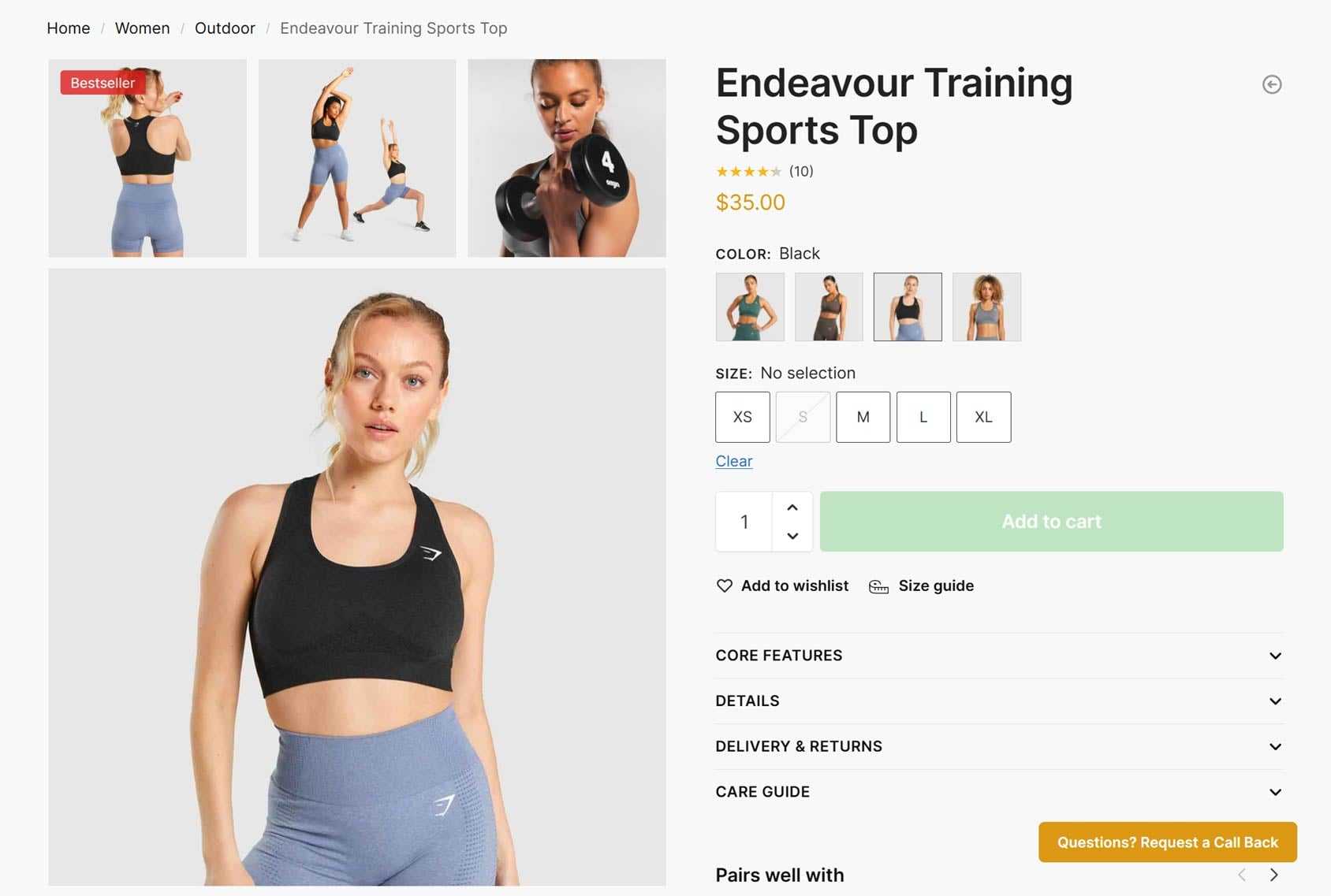 Example of Product Page Image Swatches