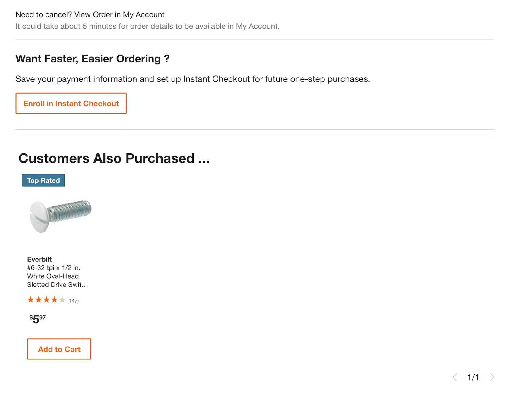 Order Confirmation eCommerce Page Example 