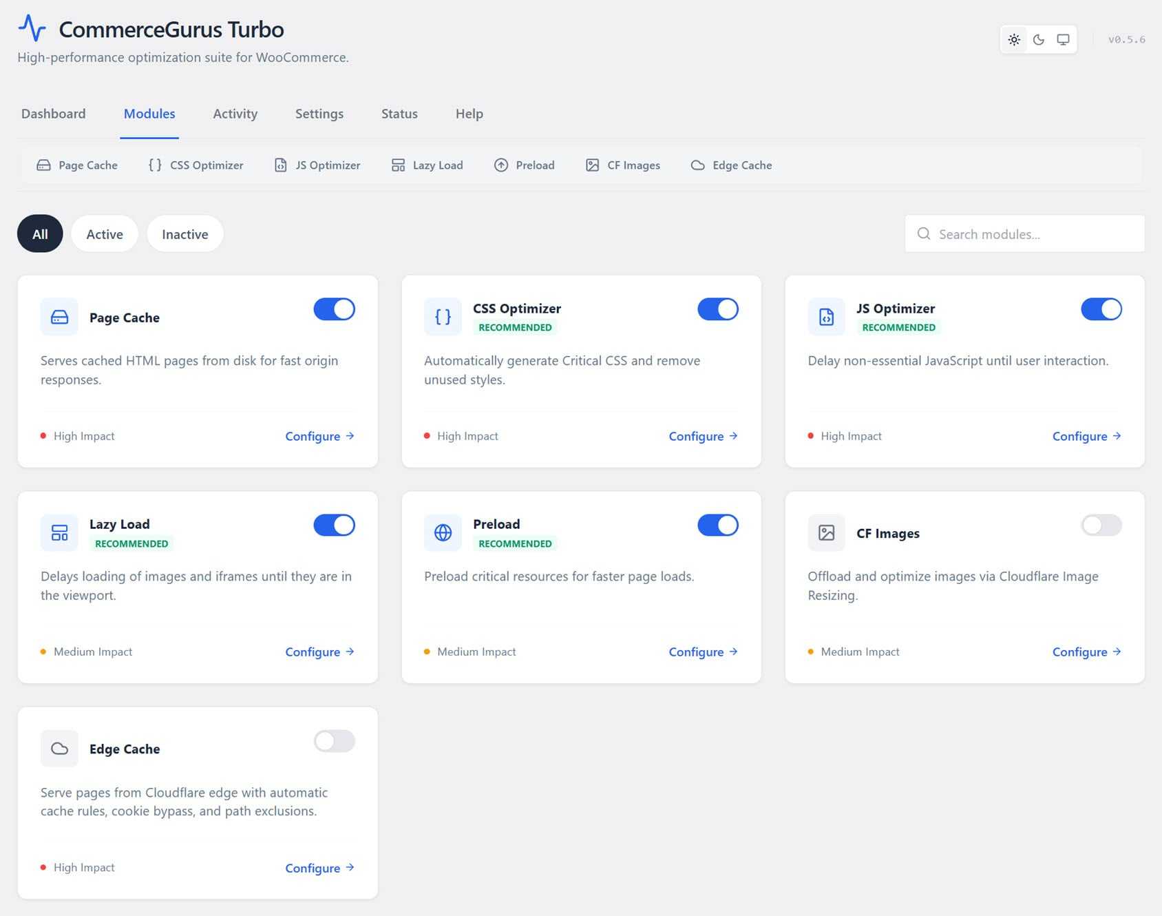 Plugin Modules Screen