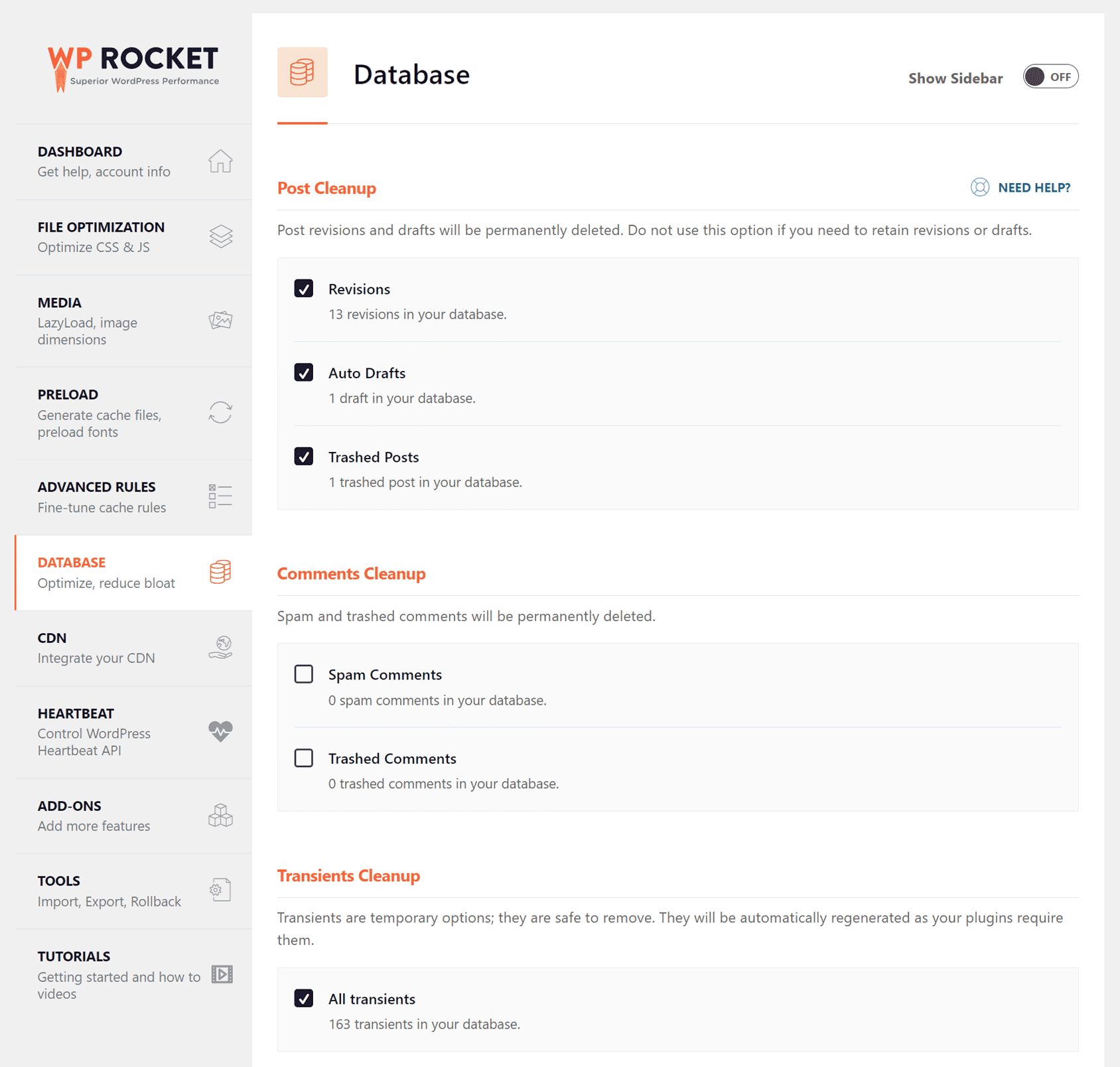 Database Settings