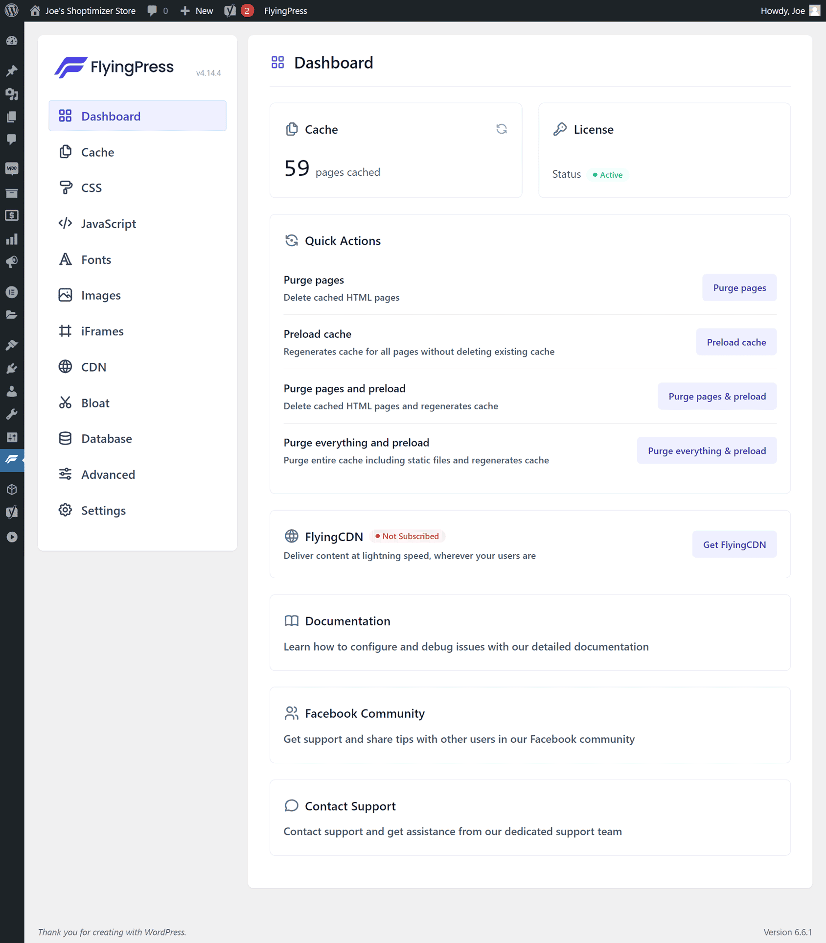 FlyingPress Dashboard