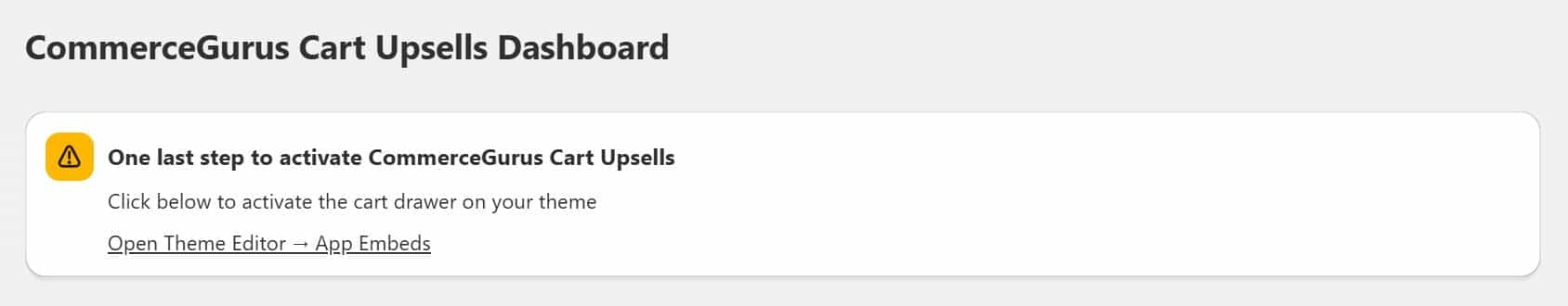 Upsells App activation.