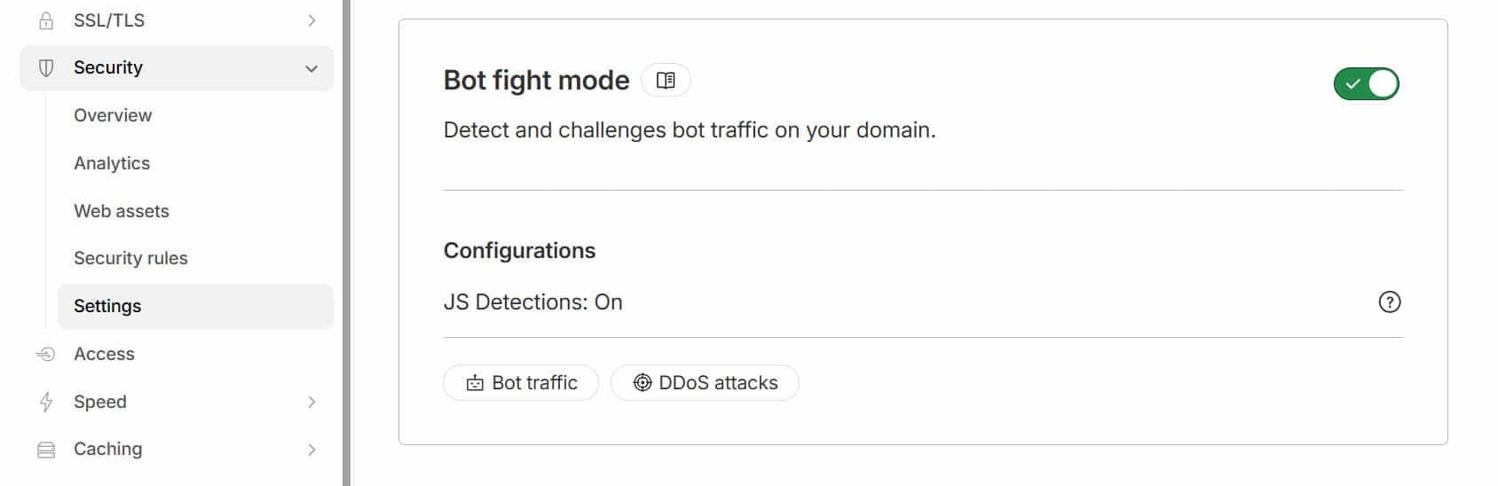 Enable Bot Fight setting in Cloudflare
