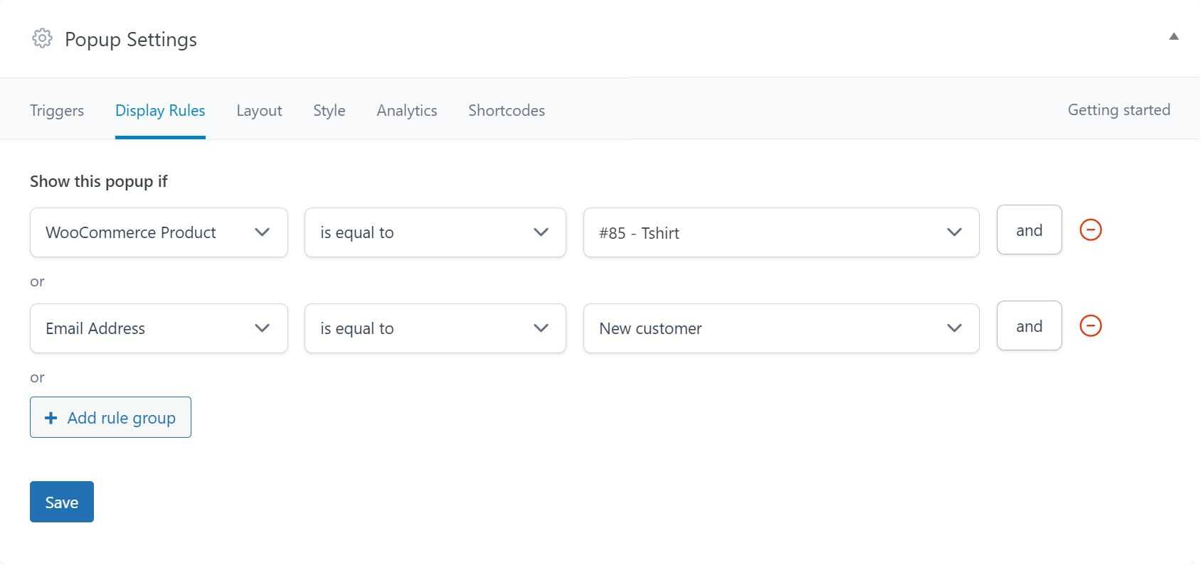 Customer Status Display Rule