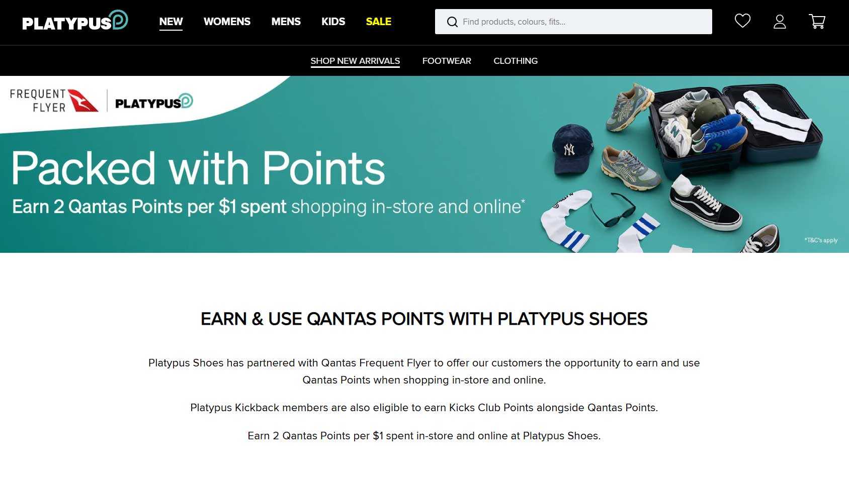 Platypus Footwear eCommerce Store Features