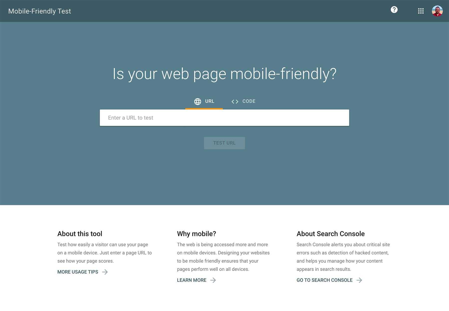 Google's Mobile Friendly Testing Tool