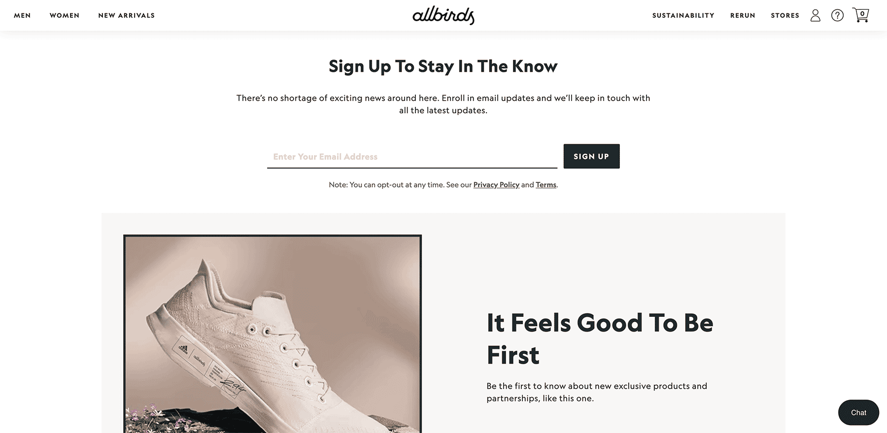 Allbirds newsletter