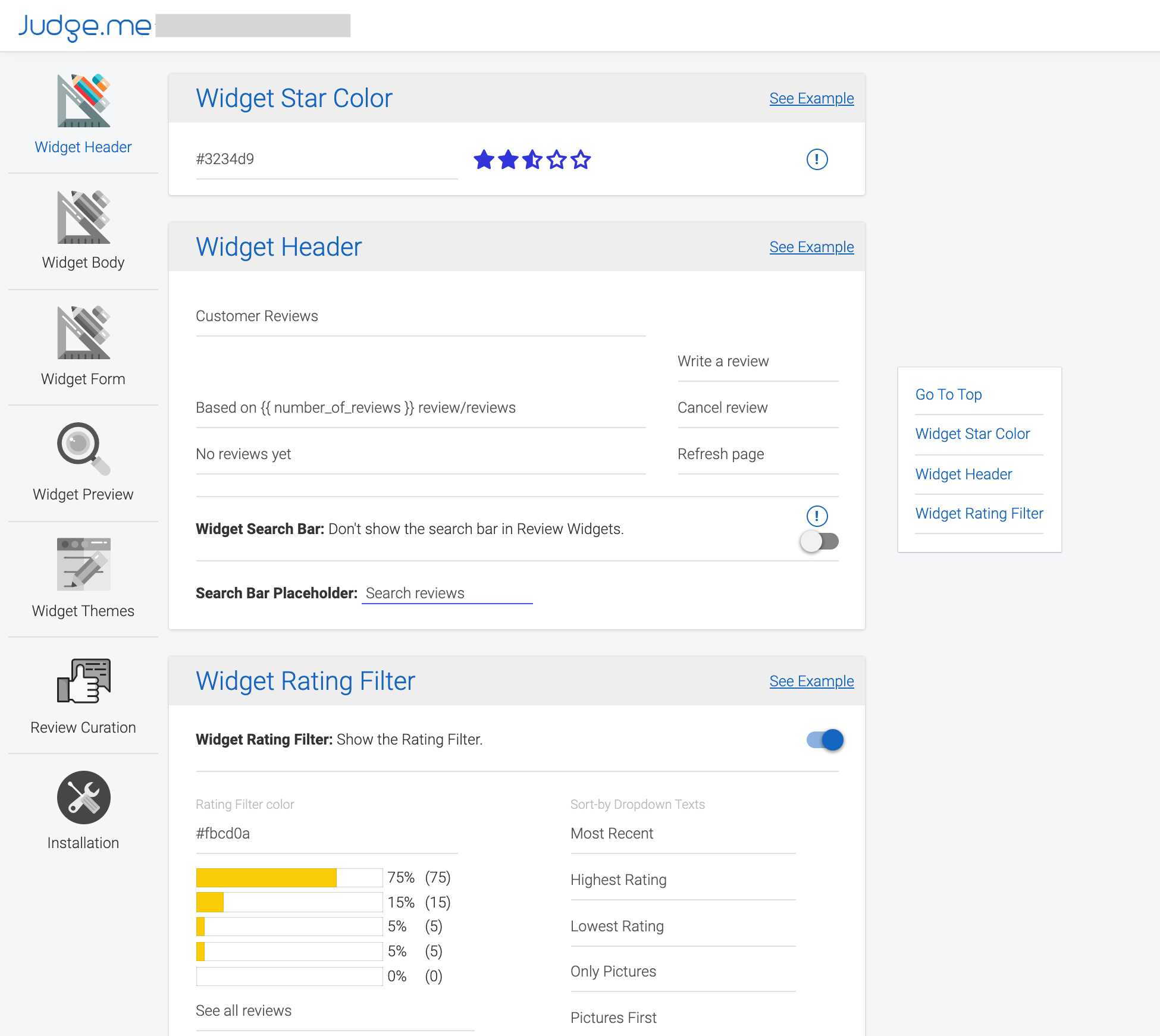Widget customization