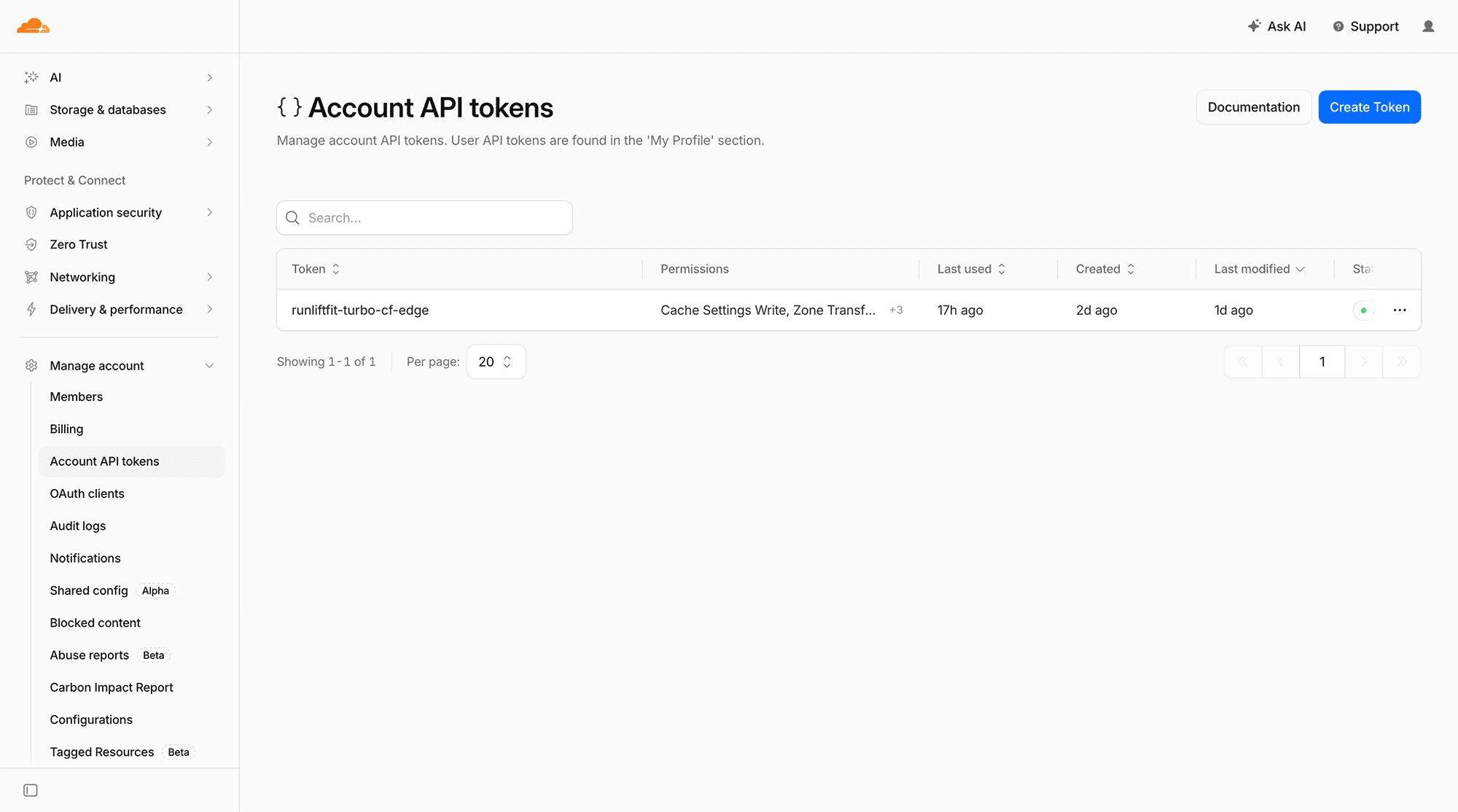Cloudflare Account API - Create a Token