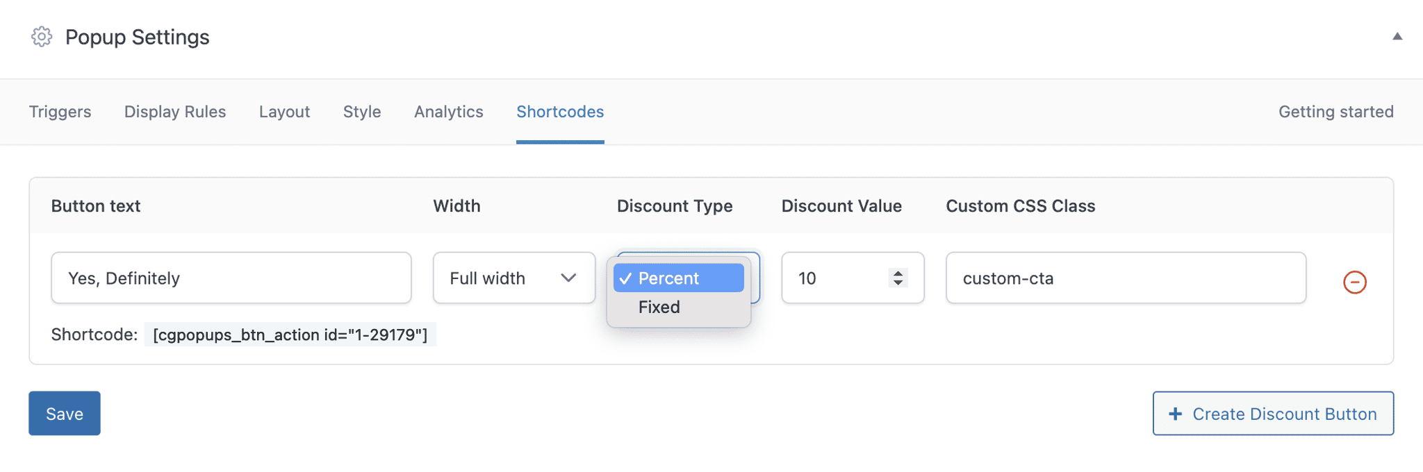 Discount button