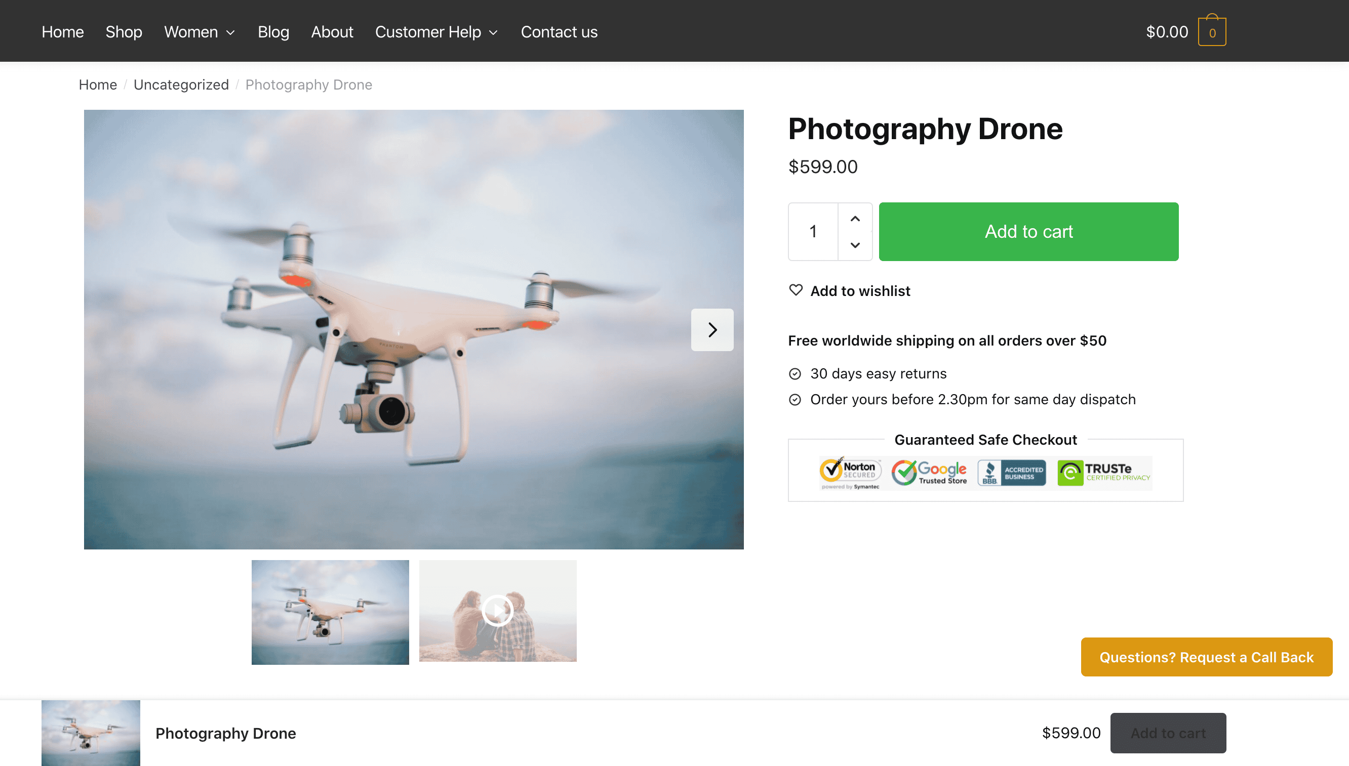 Single product page