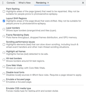 Highlight layout shifts
