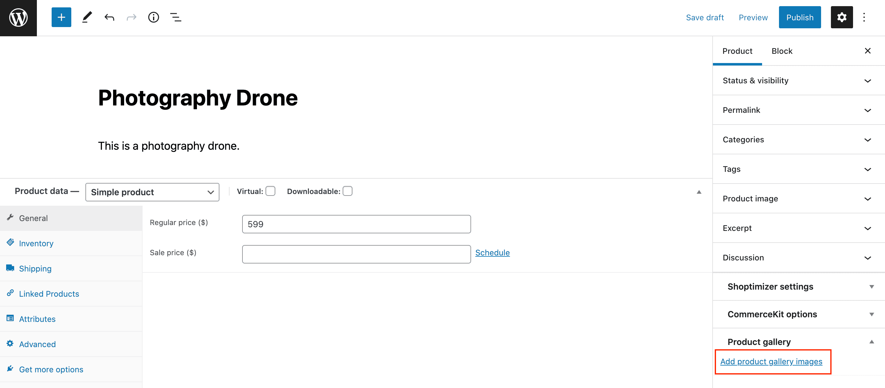 Product gallery images link