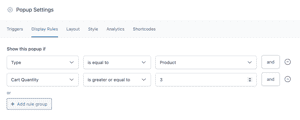 Product Quantity greater than or equal to 3