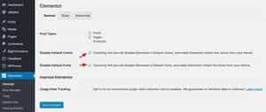 Disable Elementor options