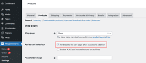 WooCommerce Ajax Settings - Redirect to Cart
