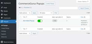 All Popups Screen