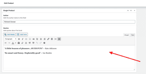 New quotes field when you edit a product