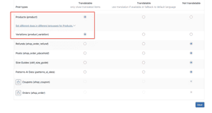 Ensure that Products and Variations are translatable