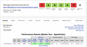 WebPageTest of the single product page
