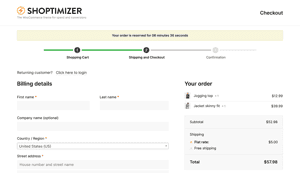 Countdown timer on the checkout